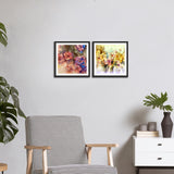 Premium  Two Colorful Abstract Flower Set of 2 Wall Frames