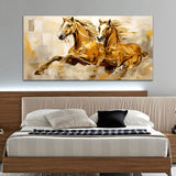 Two Golden Horse Canvas Wall Painting & Arts