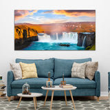 Beautiful Sunset with Bright Red & Blue Sky Reflecting on the Water Canvas Wall Painting