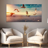 Birds Flying in Blue Sky Canvas Wall Painting