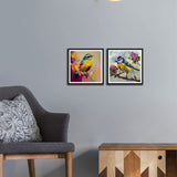 Premium Beautiful Colorful Abstract Bird Set of 2 Wall Frames