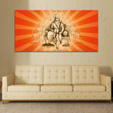Shree Ram tample Orange & Off White Wall Art Painting