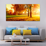 Yellow Forest Tree With Sunset Canvas Wall Painting