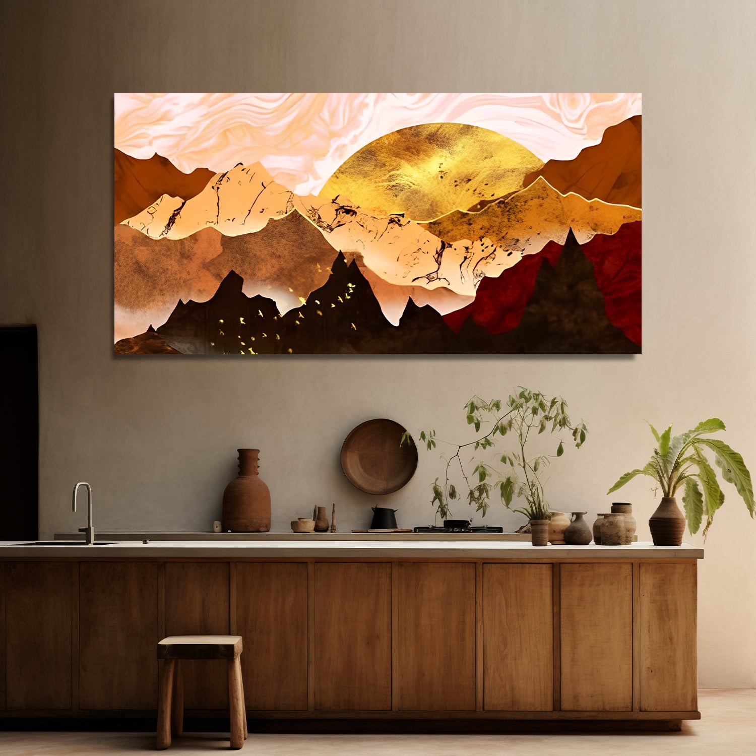 Golden mountain Canvas wall painting-