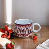 MITHILA HANDICRAFTS Stag Red Ceramic Tea Cups Set of 6 Mugs for Coffee/Hot & Cold/Tea Cup | Ideal Gifts for Birthday, Anniversary, Family & Friend (Multi)