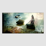 Lord Shiv Meditating Mountain  Canvas Wall Painting