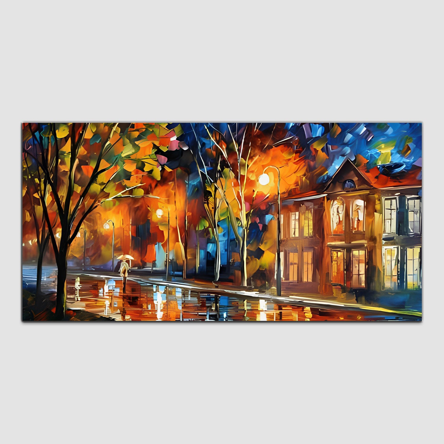 Beautiful Night City multicolor Canvas Art Wall Painting