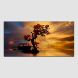 Beautiful Tree Under Water with Sunset Wall Painting