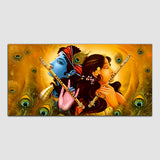 Radha Krishna Yellow-blue Canvas Wall Art Painting