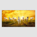 Seven Horses Running at Sunrise Premium Canvas Wall Painting