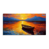 Abstract Boat over Water with Sunrise Canvas Wall Painting & Arts