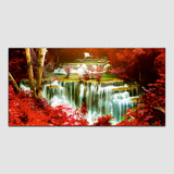 Waterfall Red-White Canvas Wall Painting