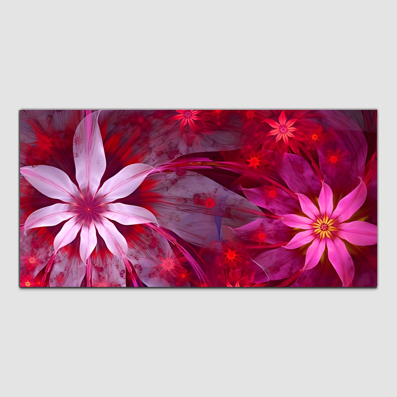 Flower Blue -Red Canvas Wall Painting