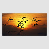 Flying Bird in Sky with Sunset Canvas Wall Painting