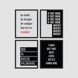Be a Nice Human Quotes Designer Set of 3 Wall Frames