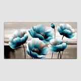 Premium White and Blue Flower Canvas Wall Painting