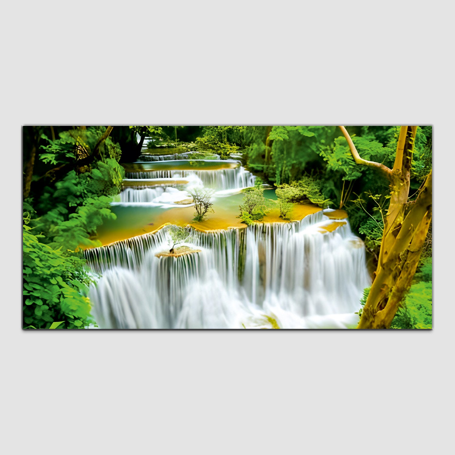 Waterfall Green- Off white Canvas Wall Painting