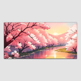 Beautiful Abstract Pink Tree with Rive Canvas Wall Painting