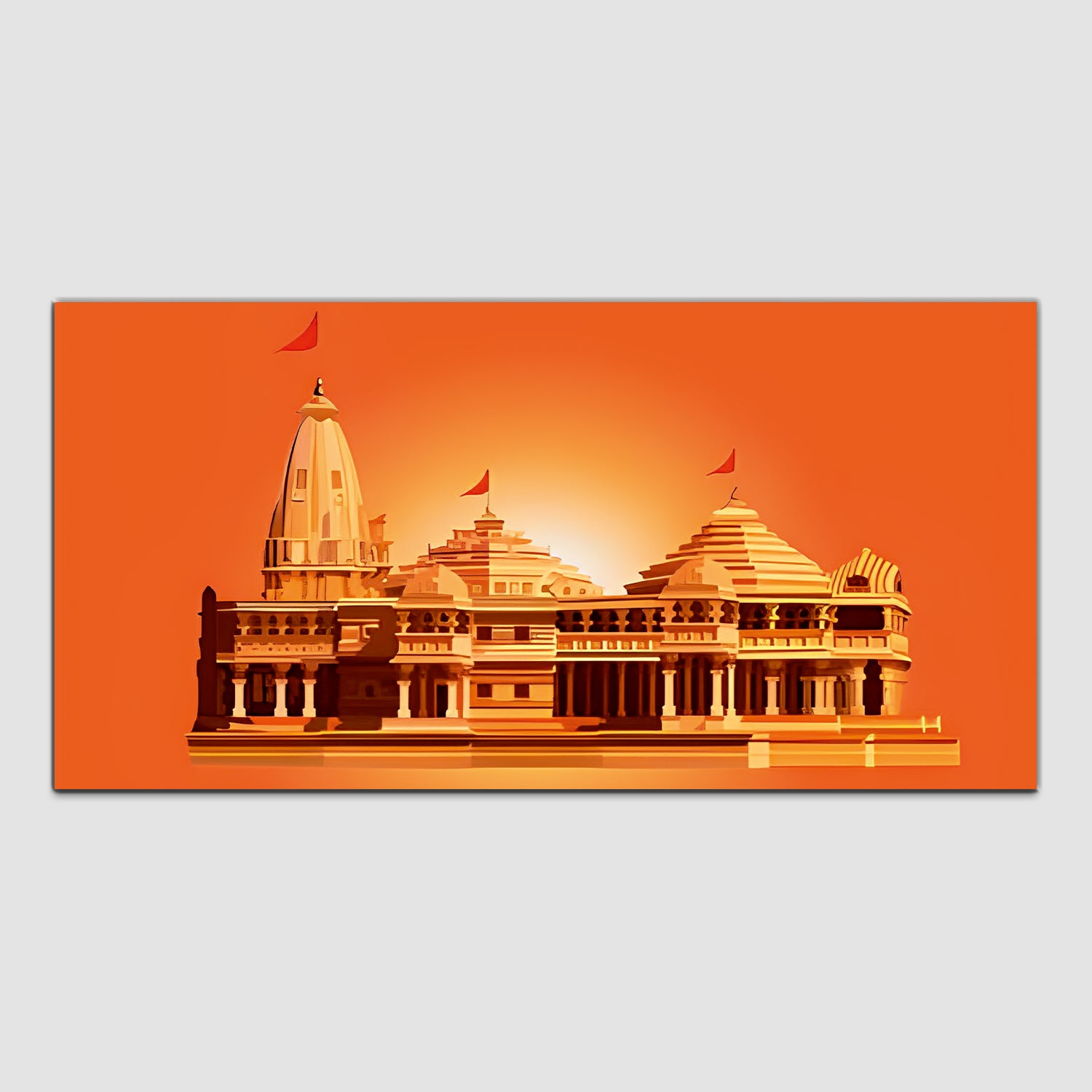 Shree Ram tample off White & Yellow Wall Art Painting.