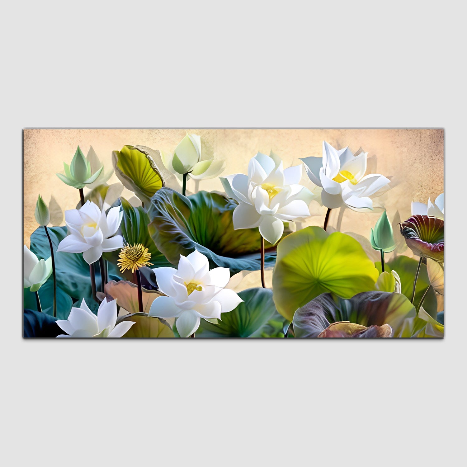 Flowers White-Green Canvas Wall Painting