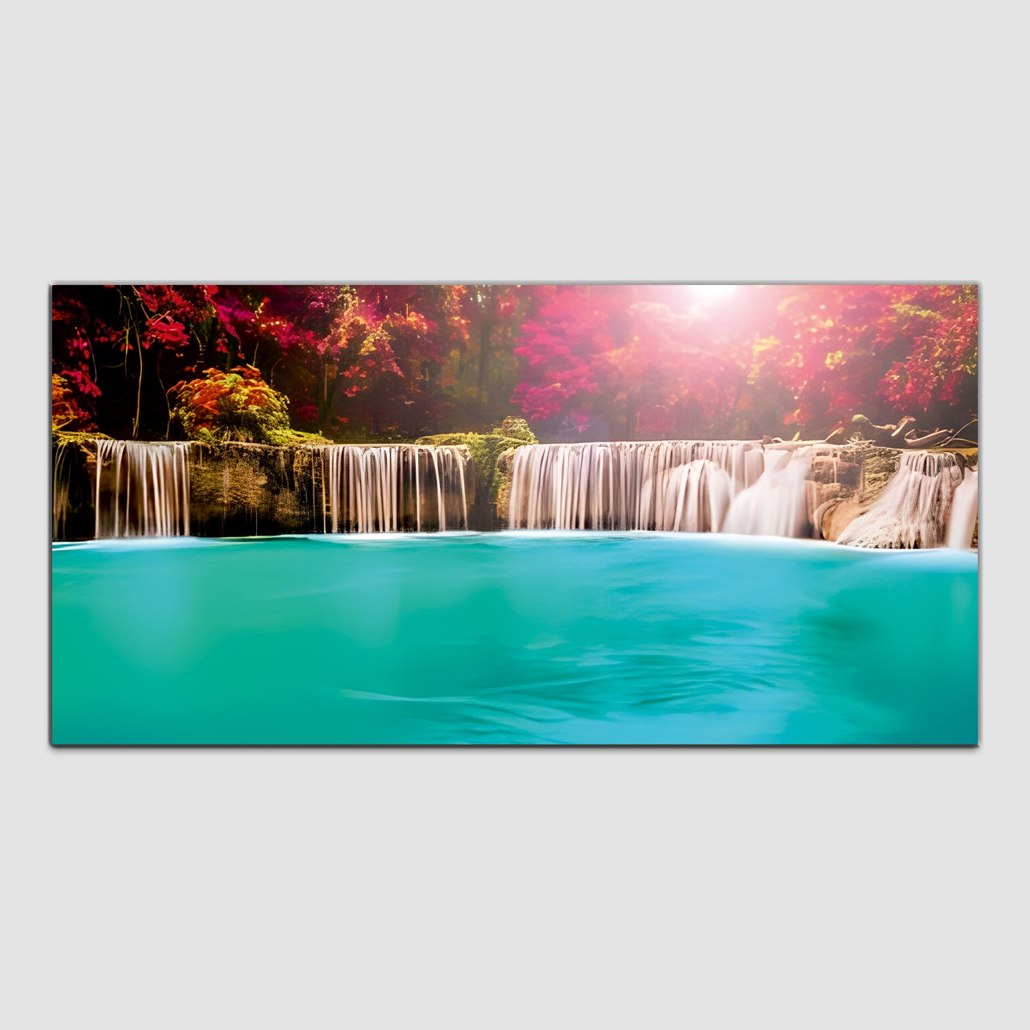 Nature Poster Combo Waterfall Scenery Canvas Wall Painting