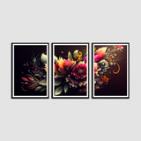 Beautiful Colorful Flower Canvas Wall Painting Set of 3