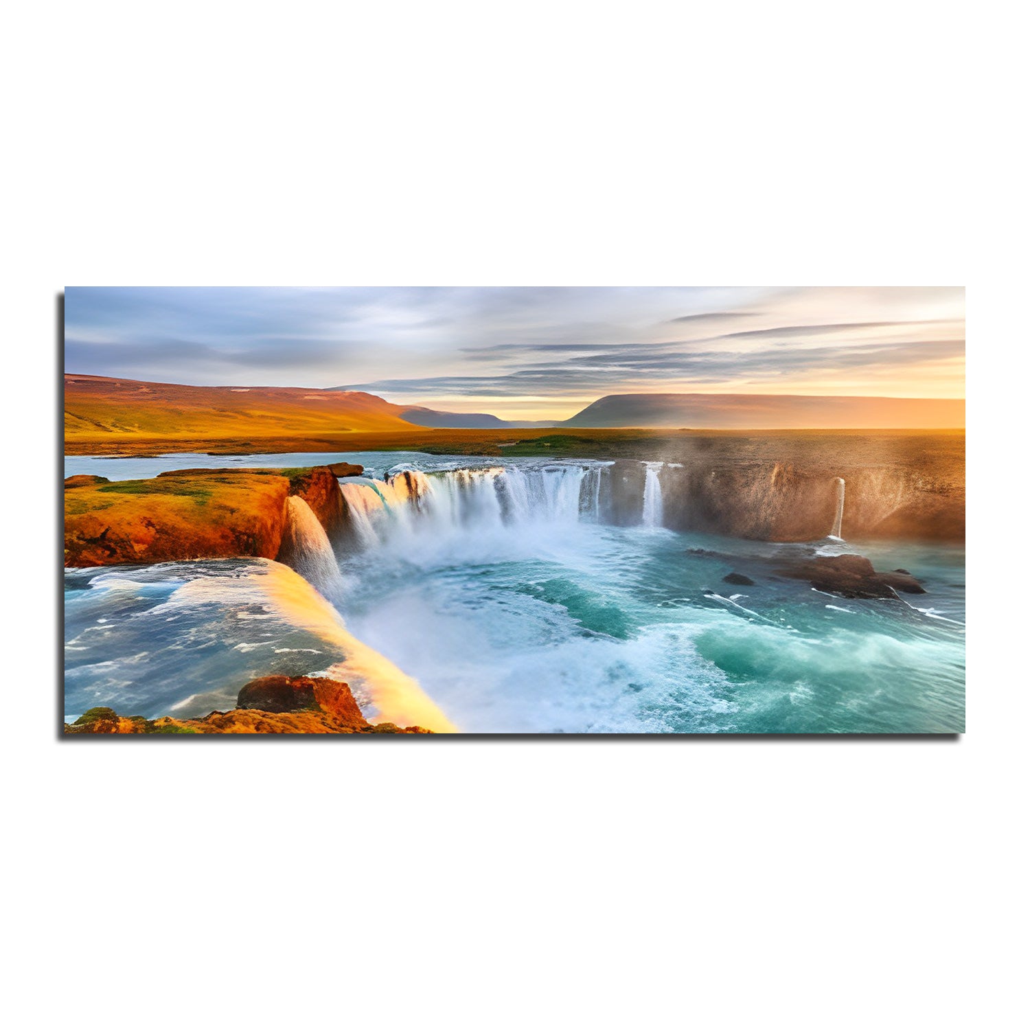 Beautiful beach sunset with bright red sky reflecting on the water Canvas Wall Painting