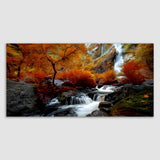 Amazing in Nature, Beautiful Waterfall at Colorful Autumn forest Canvas Wall Painting