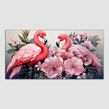Beautiful Pink Bird with Pink Flower Canvas Wall Painting