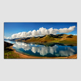 Green Mountain with Blue Sky Canvas Wall Painting