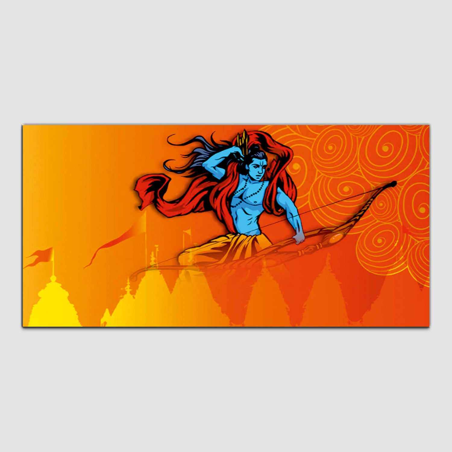 Shree Ram with Tample Canvas Wall Art Painting