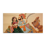 Traditional Rajasthani Wall Painting of Camel with King & Queen