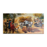 Beautiful Hand Painted Scenery Painting of Rajasthani Village Wall Painting
