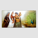 Rajasthani art Water Filling Riverbank Women Wall Painting
