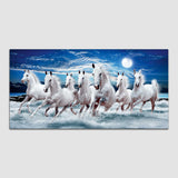 Beautiful Seven Running Horses in Water Wall Painting