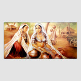 Rajasthani Village Art with Woman Wall Painting