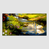 Swans Love River Bed Room Living Room Canvas Wall Painting