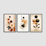 Abstract Colorful Spring Flower Art Floating Canvas Set of 3 Wall Frames