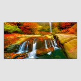Waterfall Autumn multicolor Canvas Wall Painting