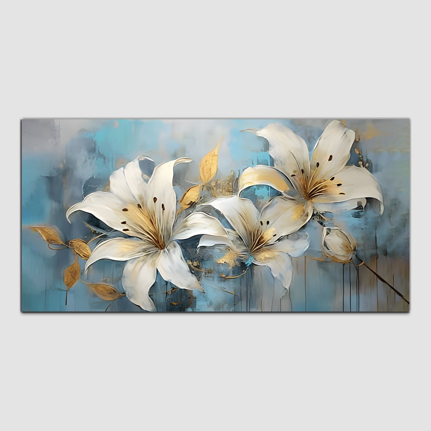 Flower Off White-Grey Canvas Wall Painting
