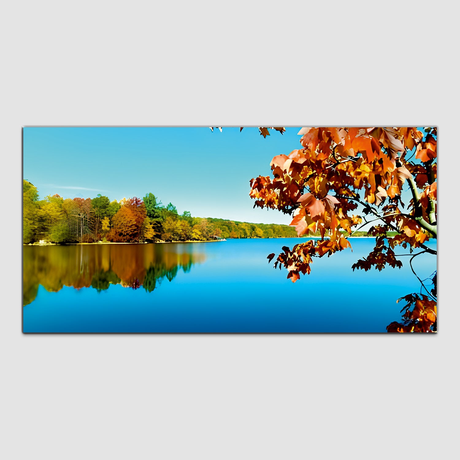 Tree and river blue- Green Canvas Wall Painting