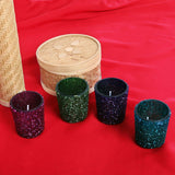 Glass Votives with *Lavender & *Rose Fragrance wax - Set of 4 - Multi Colour