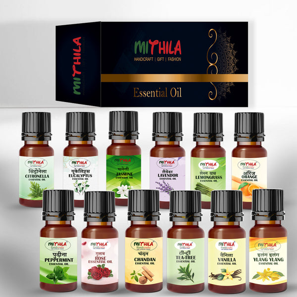 Essential Oil  Lavender, Lemongrass, Sandalwood, Peppermint, Citronella, Ylang Ylang, Vanilla, Rose, Jasmine, Tea Tree, Orange, Eucalyptus, Pure & Natural-15ml Each (Pack of 12)