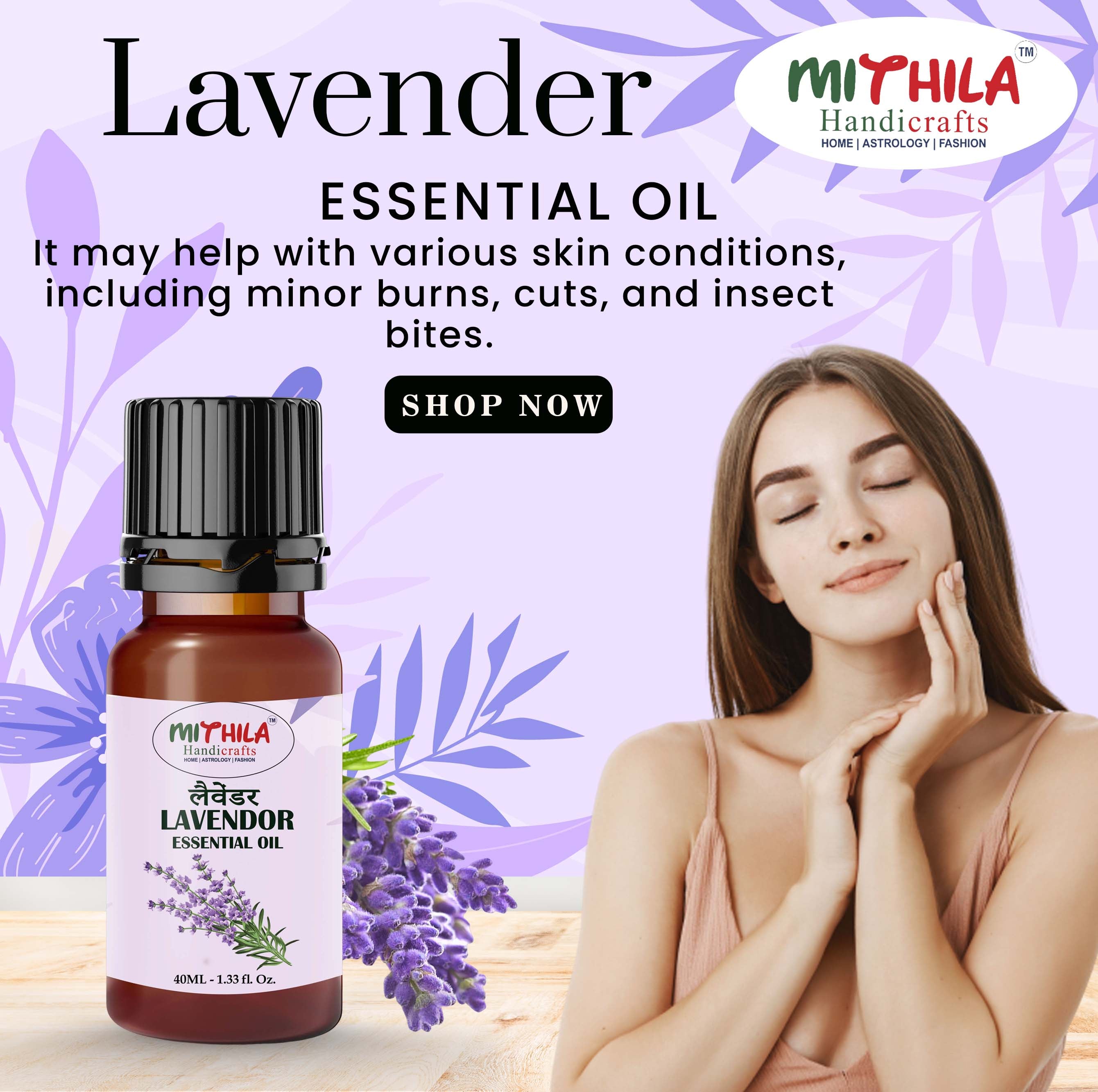 Lavender Essential Oil For Skin, Hair Care, Home Fragrance, Aroma Therapy 40ml