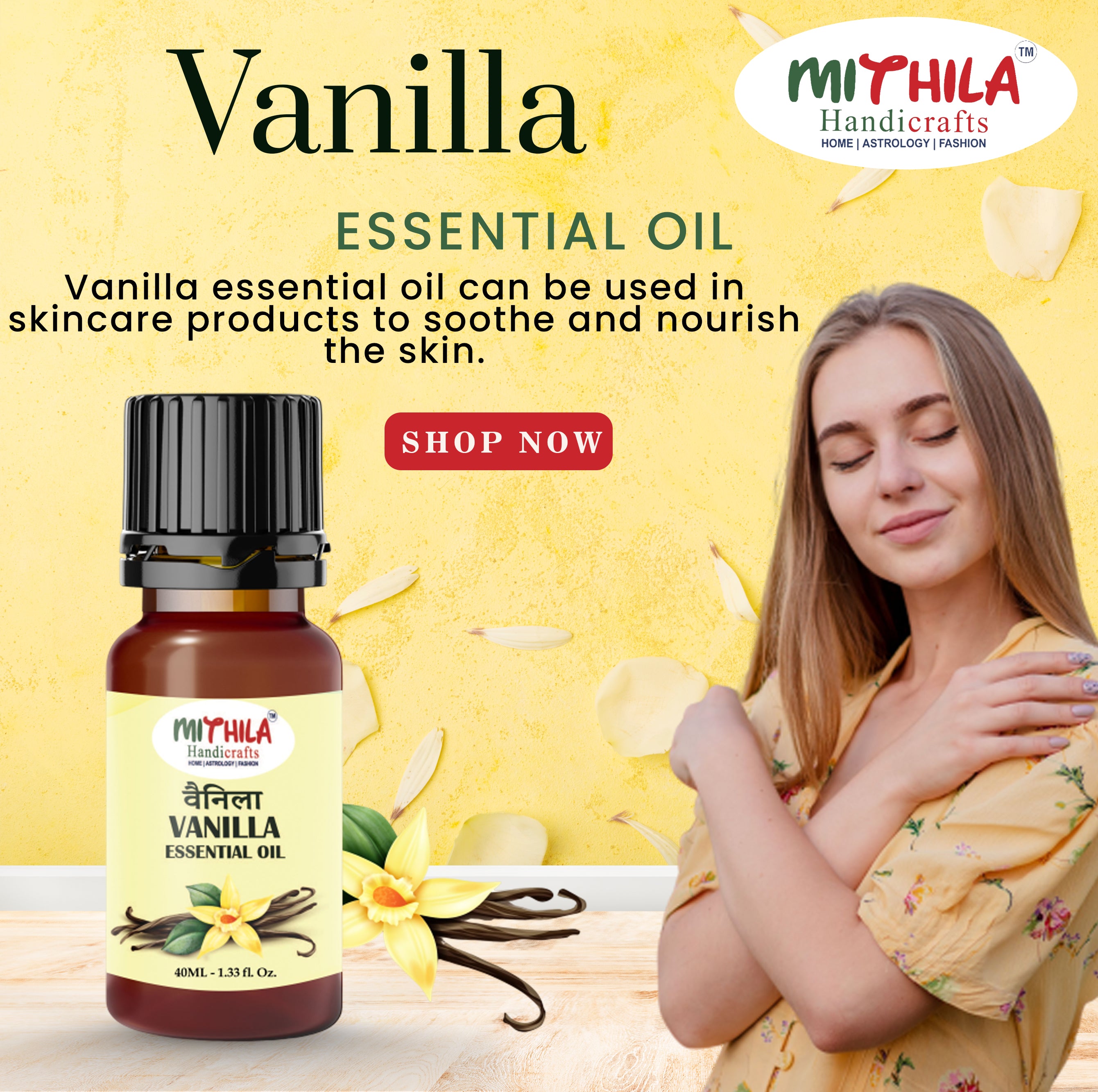 Vanilla Essential Oil For Skin, Hair Care, Home Fragrance, Aroma Therapy 40ml