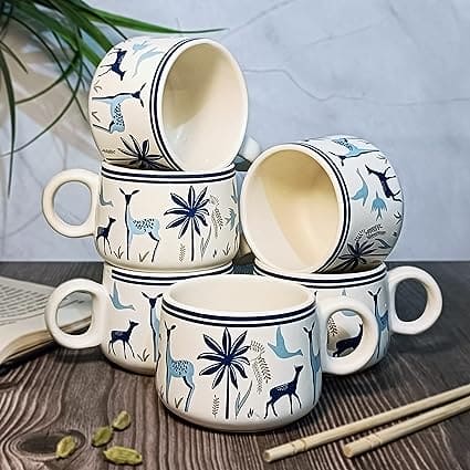 MITHILA HANDICRAFTS Ceramic Tea Cup Set of 6 (120 Milliliter Each)