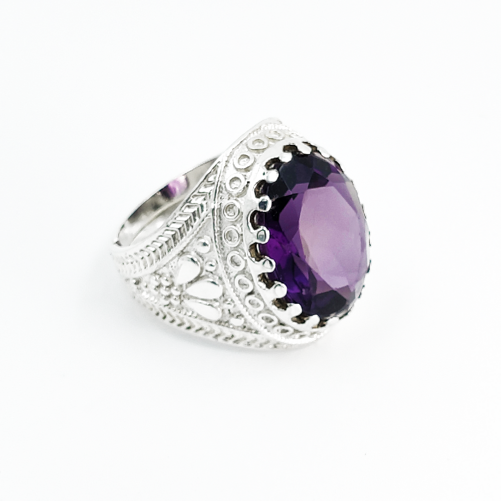 Royal Amethyst Ring | Adjustable Sterling Silver Ring | Peace, Wisdom & Spiritual Growth