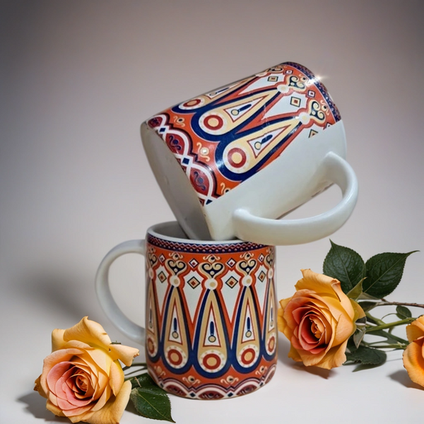 MITHILA HANDICRAFTS Shine Coffee Mug Ceramic Tea Mugs, Microwave Safe Coffee Mugs,Ceramic Tea Cups (280 ml Each) Set of 2 (Royel)