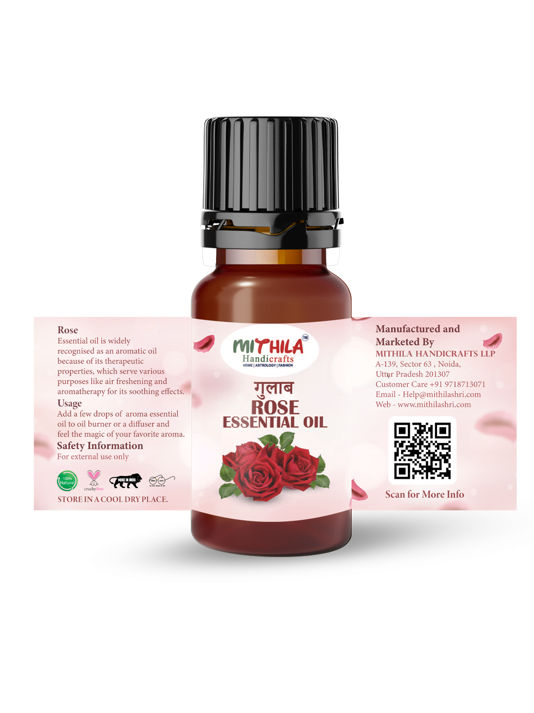 Rose Essential Oil For Skin, Hair Care, Home Fragrance, Aroma Therapy 40ml