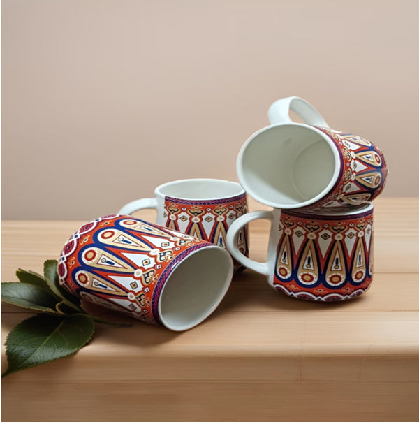 MITHILA HANDICRAFTS Shine Coffee Mug Ceramic Tea Mugs, Microwave Safe Coffee Mugs,Ceramic Tea Cups (280 ml Each) Set of 4 (Royel)